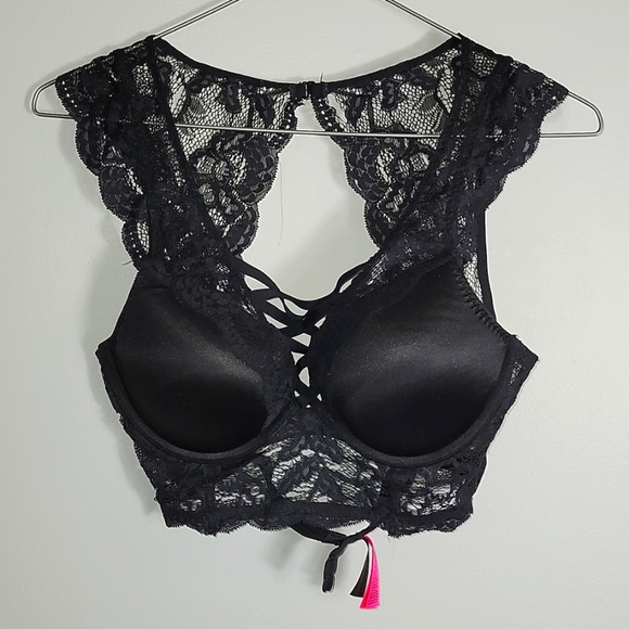 La Senza Black Sexy Lace Up Push Up Bra Size 34C